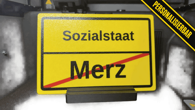 Personalisiertes Ortsausgangsschild mit Wunschtext und Standfuß - Subthiel - Marco Thiel